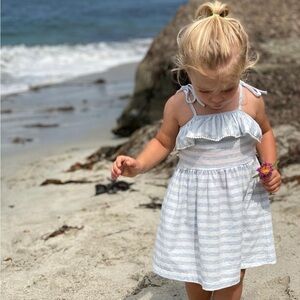 Vignette Girls Striped Cotton Sundress Size 10 - Grey/White